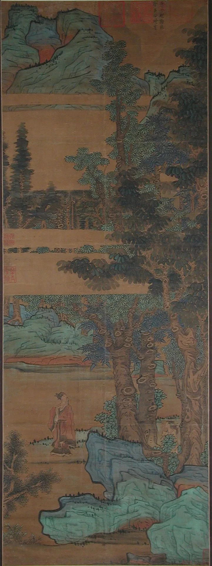 Blue and Green Landscape with Figure by Chen Hongshou