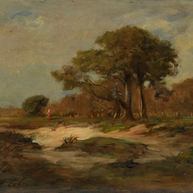 Paysage en forêt à Fontainebleau by Gustave-Henri Colin